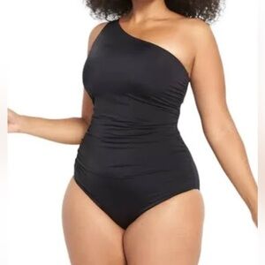 Lane Bryant Black One-Shoulder Swimsuit